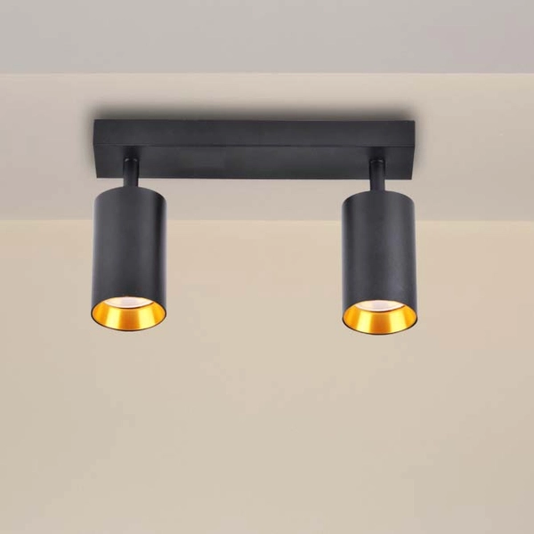 Sufitowa lampa kierunkowa Maribel tuby do garderoby czarna złota