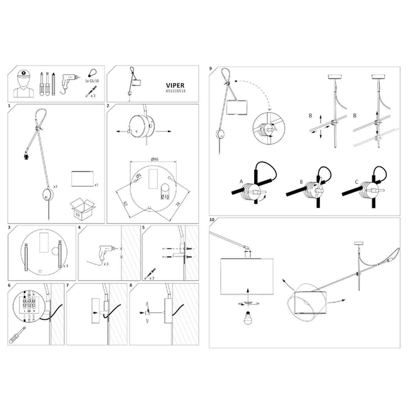 Kinkiet LAMPA ścienna VIPER 6512 Nowodvorski abażurowa OPRAWA regulowana KINKIET na wysięgniku biały