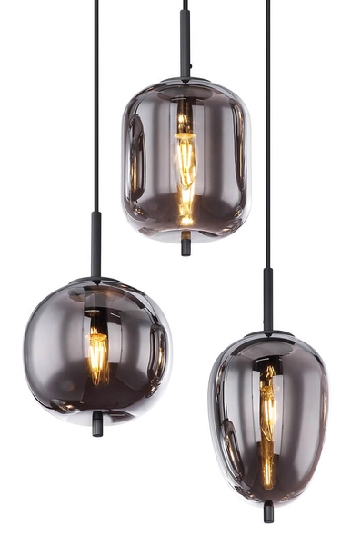 Lampa zwisająca Blacky 15345-6 do holu czarna przydymiona