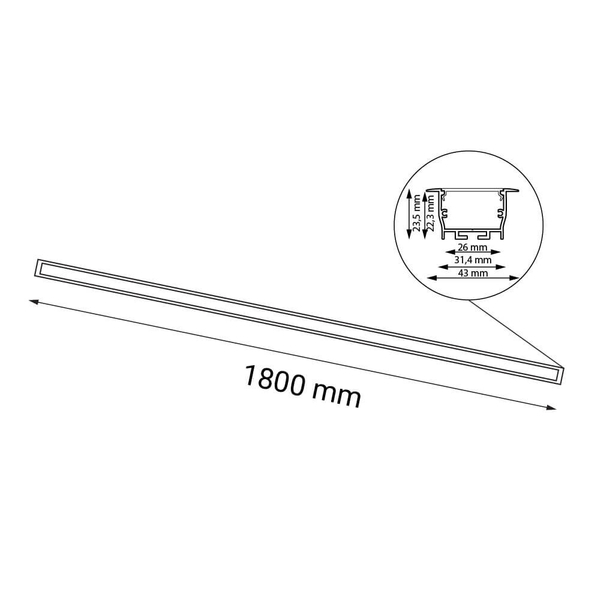 Podtynkowa lampa sufitowa Hiate 1836 LED 30W 3000K metalowa stick czarna