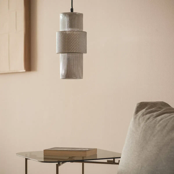 Szklana lampa wisząca Bella ABR-LWS-BELL-C nad stół nordycka szara