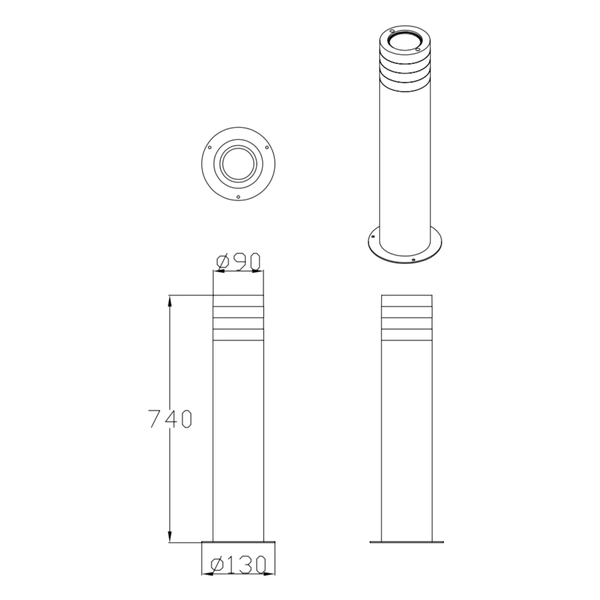 Słupek zewnętrzny na taras RINO 324016 tuba metalowy czarny