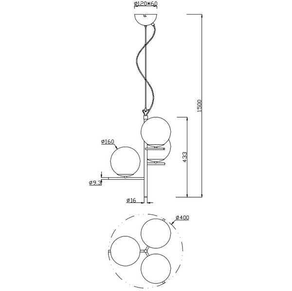 Loftowa LAMPA wisząca NYXIS  DL308302000 Trio szklana OPRAWA zwis kule mosiądz białe