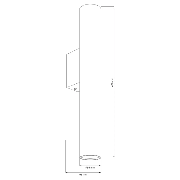 Metalowa lampa ścienna Lungomare 326119 podłużna tuba szara czarna
