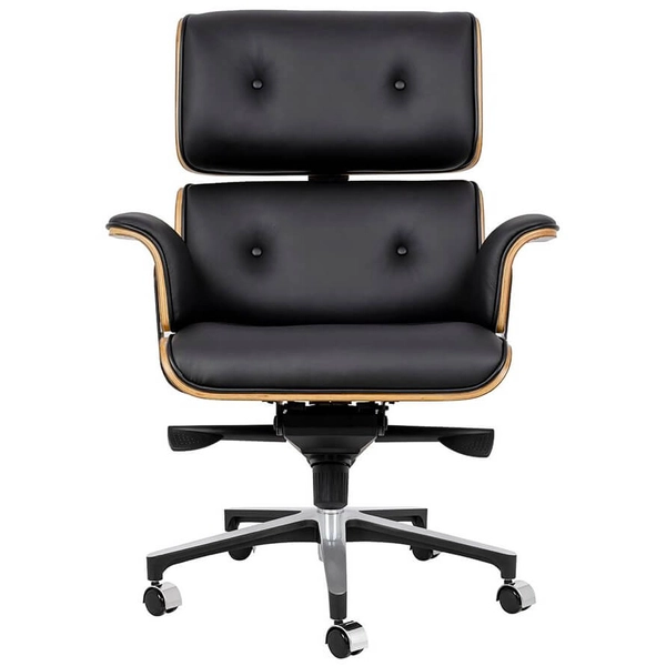 Fotel biurowy Lounge Business YS-6809.BLACK.WALNUT czarny sklejka orzech