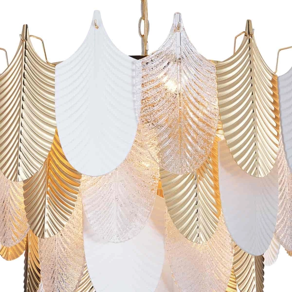 Designerska lampa wisząca do salonu Palermo P21070AU metal szkło złota