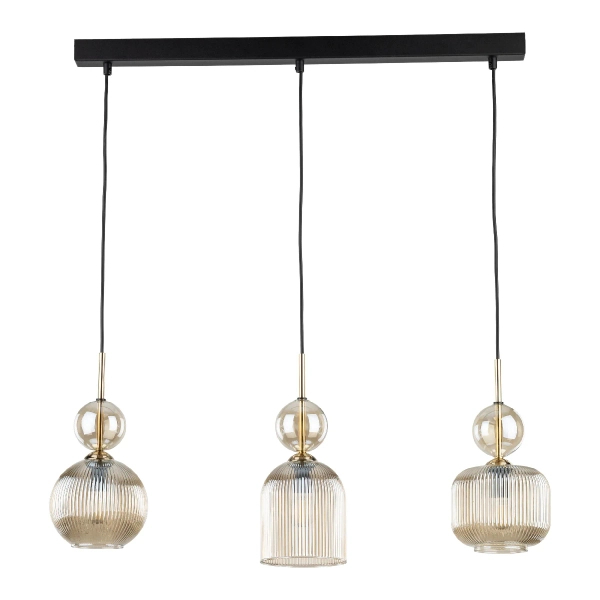 Szklana wisząca lampa Sophia Cognac 11042 ryflowana bursztynowa beżowy