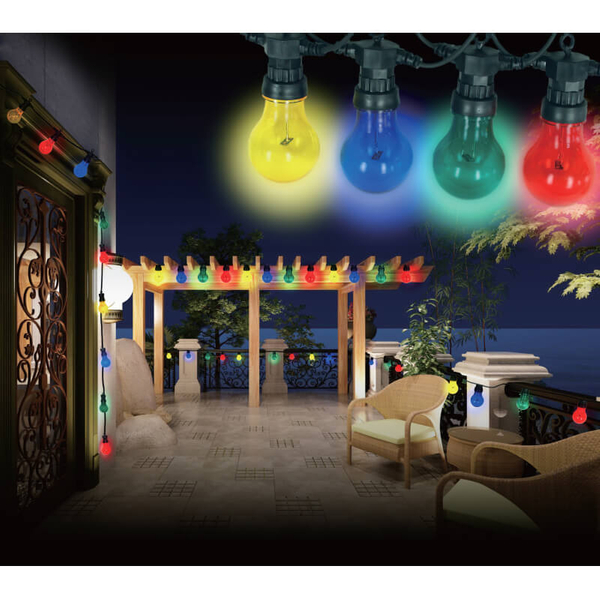 Kolorowy łańcuch do ogrodu 6,2m 10 LED 250W IP44 multikolor