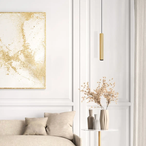 Wisząca lampa podłużna Lungomare 326140 nad stół tuba złota czarna