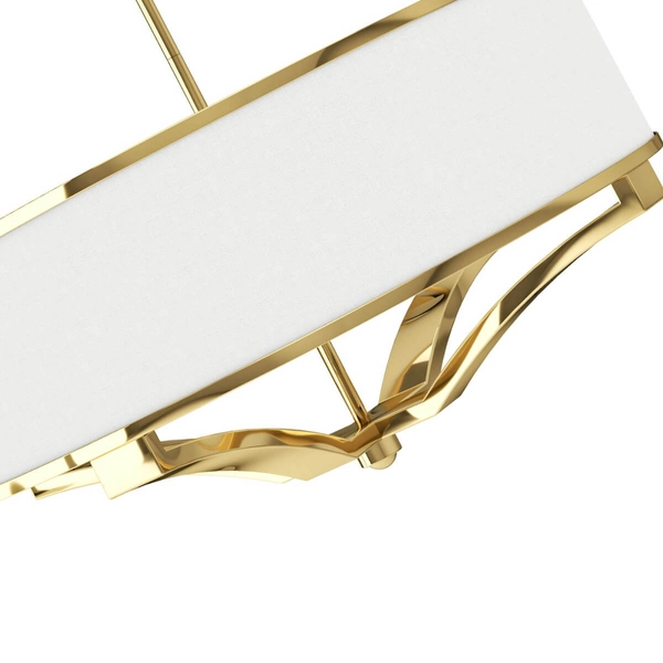 Wisząca lampa z abażurem Gerdo okrągły zwis biało złoty