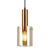 Wisząca LAMPA skandynawska SARDO PND-5581-1-BRO+AMB Italux loftowa OPRAWA szklany ZWIS okrągła tuba mosiądz bursztynowa