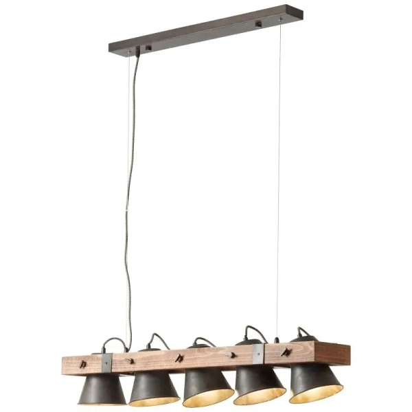 Industrialna lampa wisząca Plow 82175/46 metalowa drewniana czarna