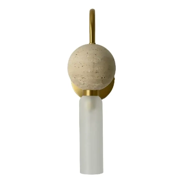 Modernistyczna naścienna lampa Bilo WL0111 tuba biała mosiądz