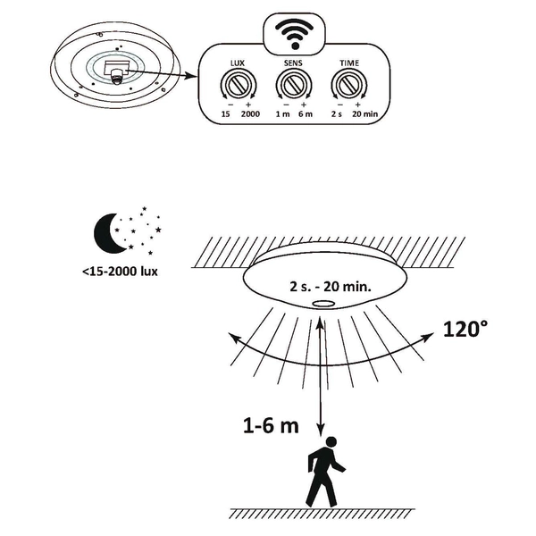 Plafon LAMPA sufitowa ADAR 313416 Polux okrągła OPRAWA natynkowa LED 18W 4000K łazienkowa z czujnikiem zmierzchu IP44 biała