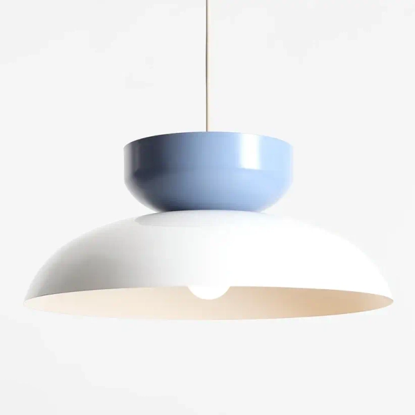 Metalowa lampa wisząca ALDO 1152G2_16_J nad stół biała niebieska