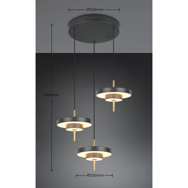 Potrójna zwisająca lampa Keaton 340230380 LED 10W 2300-4000K czarny