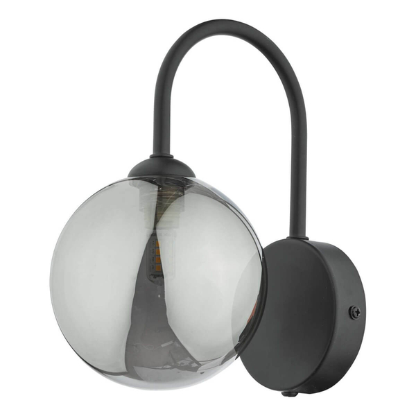 Kulista lampa ścienna Eissa EIS0722 do salonu czarny przydymiony