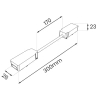 Podwójny łącznik szynowy magnetyczny Slim Magnetic ML2225 czarny