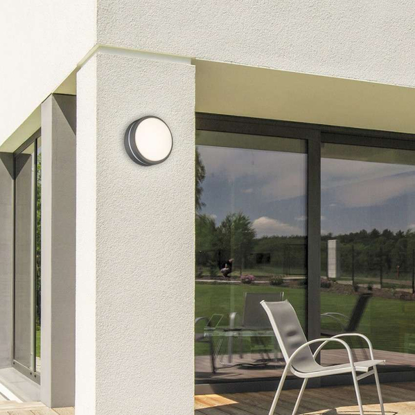 Zewnętrzna LAMPA sufitowa HAMBURG 8847 Rabalux okrągła OPRAWA elewacyjna LED 10W 4000K kinkiet outdoor IP44 grafitowy biały