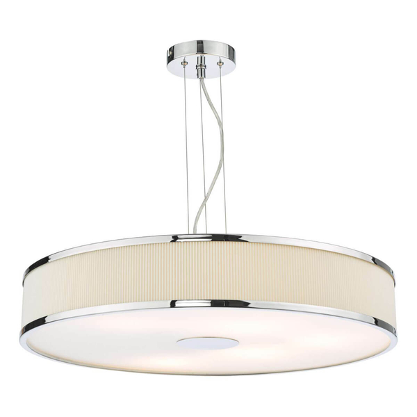 Okrągła lampa wisząca Alvaro ALV1733 materiałowa chrom kość słoniowa