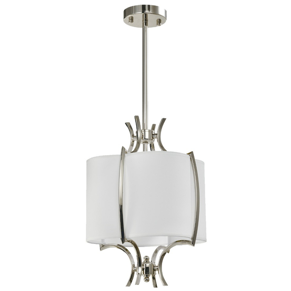 Abażurowa LAMPA wisząca FARO P01039NI Cosmolight stylowy zwis do salonu nikiel biały