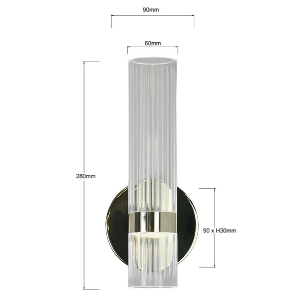Podłużna lampa ścienna Ambiente LP-1510/1W GD LED 18W 3000-6000K tuba złota