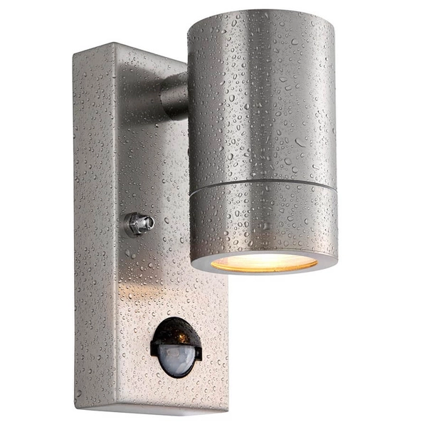 Lampa na elewację z czujnikiem ruchu Palin PIR 101351 tuba IP65 srebrna