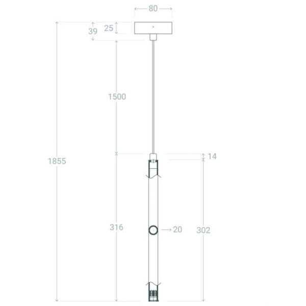 Lampa zwieszana Spoti ABR-S2PO-C Abruzzo LED 3W 3000K tubka czarny