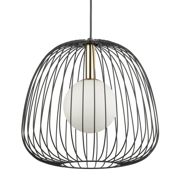 Pojedyncza lampa wisząca nad stół Bell 40727 Sigma klatka czarna złota