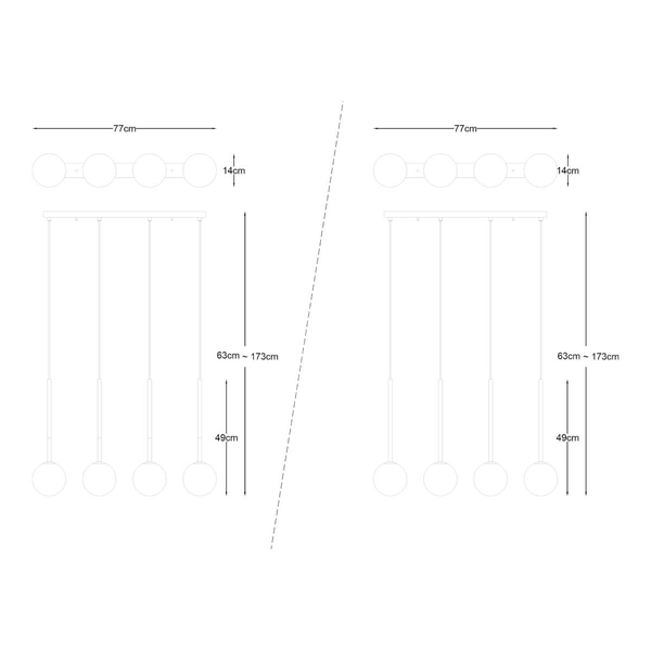 Metalowa lampa wisząca Arcturus P0574-04D-F7AA Zumaline kule biały złoty