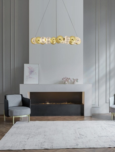 Okrągła lampa wisząca Ponce bąbelki LED 46W 3200K crystal złota