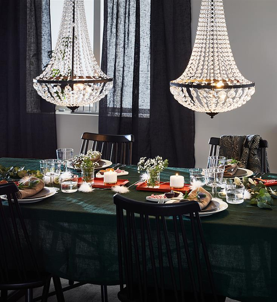 Czarna lampa pałacowa Granso 107027 do jadalni nad stół glamour