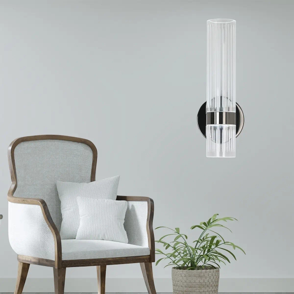 Ryflowana naścienna lampa Ambiente LP-1510/1W GR przezroczysty grafit