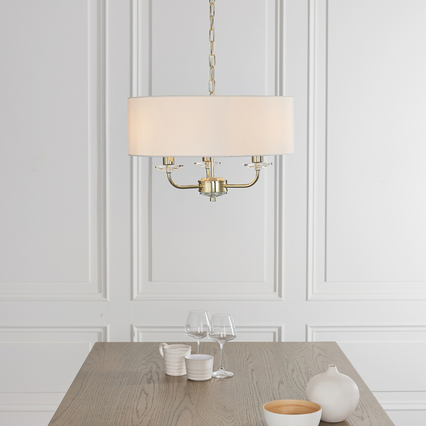 Wisząca lampa Nixon 70560 Endon z abażurem mosiądz ecru