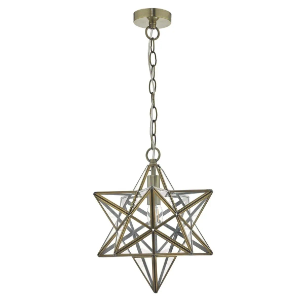 Geometryczna lampa wisząca Ilario ILA8675 gwiazda szklany mosiądz