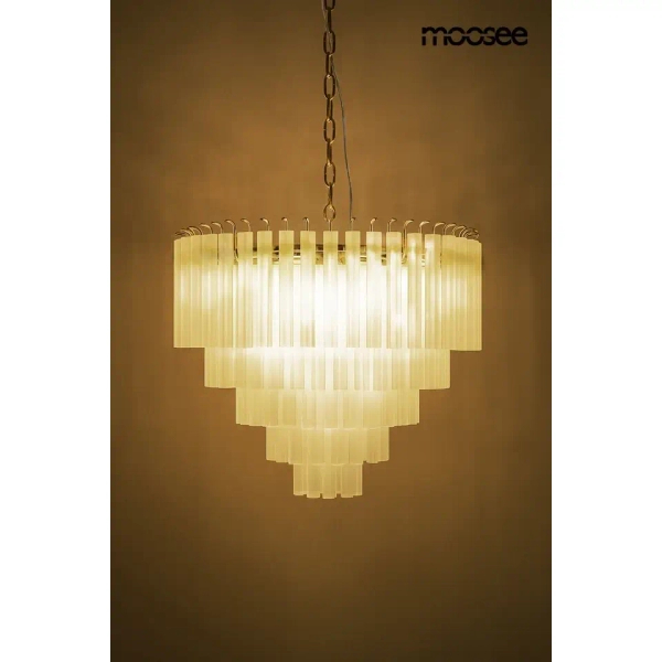 Żyrandol na łańcuchu GORDON biały złoty MSE1501100563 21xE14 szklany glamour