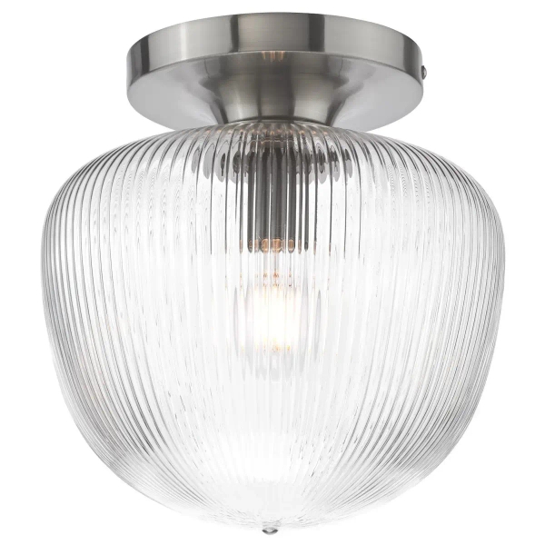 Szklana lampa sufitowa do jadalni Abrielle ABR5208 ryflowany nikiel