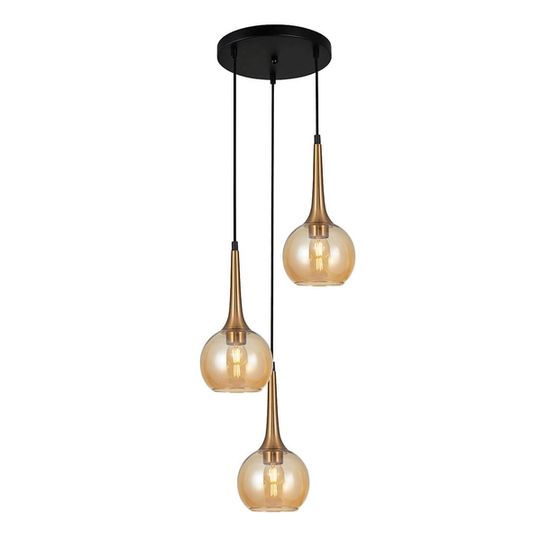 Zwisająca lampa kule Favera PND-42361-3A-BRO-AMB Italux bursztynowy brąz antyczny