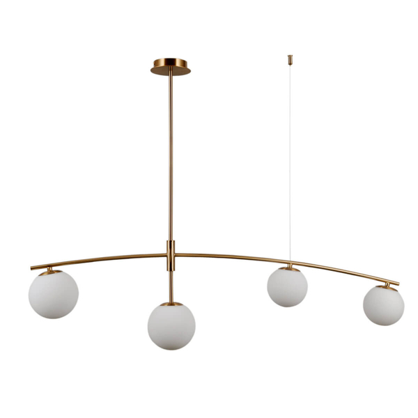 Loftowa LAMPA wisząca SENAI PND-31322-4-HB Italux modernistyczna OPRAWA zwis szklane kule mosiądz