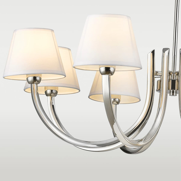 Wisząca lampa do jadalni Atlanta P08810NI-WH Cosmolight metal tkanina nikiel biała
