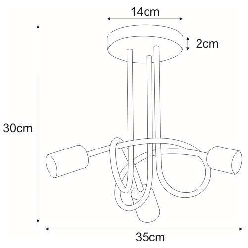 LAMPA sufitowa Deze K-3620 Kaja metalowa OPRAWA loftowy plafon pręty sticks czarne