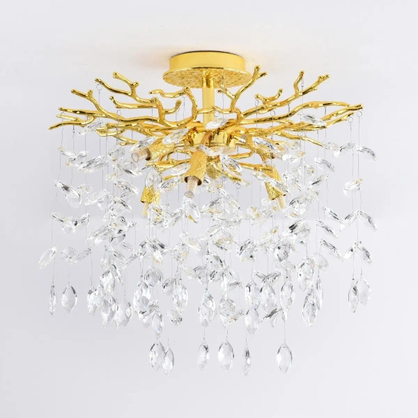 Sufitowa lampa kryształowa CINDY MX4115-6B-EGN-II liście złoty