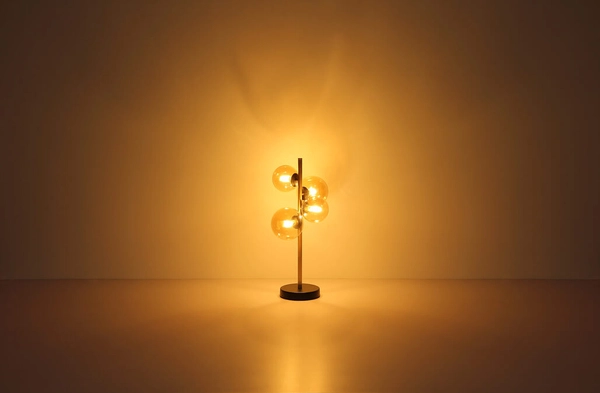 Stojąca lampa Riha 56135-4T stołowa czarna bursztynowa