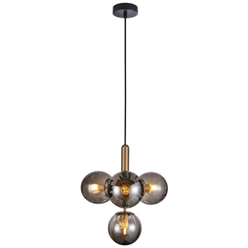 Loftowa LAMPA wisząca RAVENA PND-2324-4B BRO+SG Italux szklana OPRAWA zwis kule balls mosiądz przydymione