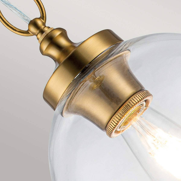 Kulista lampa wisząca Tabby FE-TABBY-P-S-BB szklana na łańcuchu mosiądz