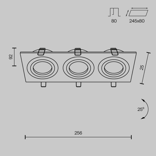 Sufitowa lampa wpuszczana Atom DL024-2-03B spot czarny