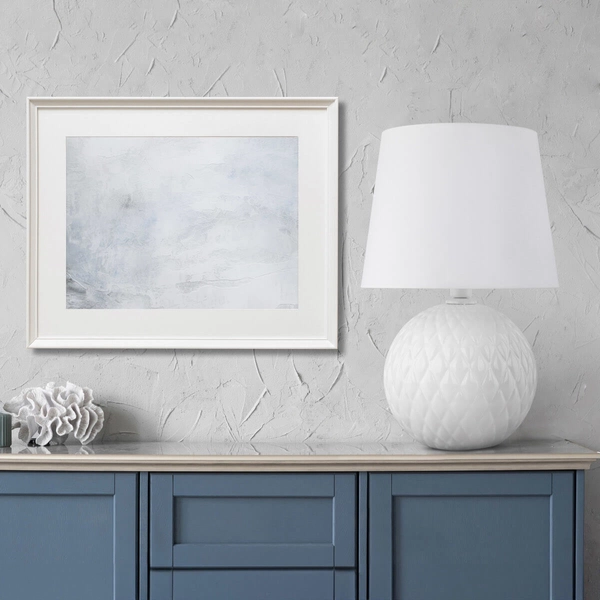 Lampka nocna do sypialni Santana 16046 wzorzysta szklana biała