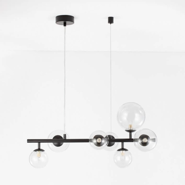 Molekułowa lampa wisząca Parla LE42602 szklane kule czarna przezroczysta