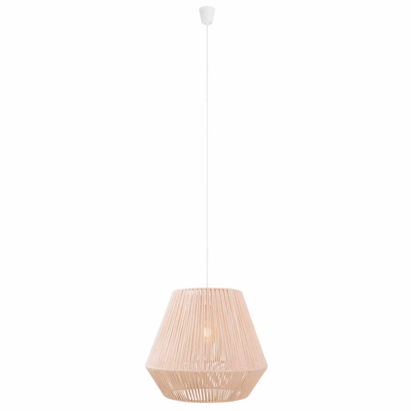 Wisząca lampa Praslin P0584 Maxlight sznurek boho klatka do kuchni biała