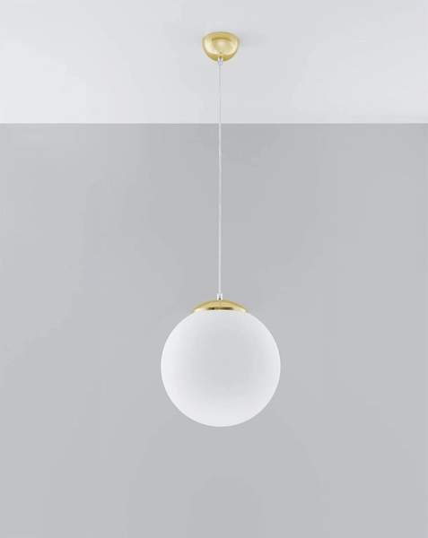 LAMPA wisząca SL.0716 loftowa OPRAWA szklany ZWIS kula ball biała złota